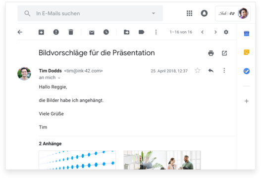 Screenshot von Gmail personalisierte E-Mail-Adressen