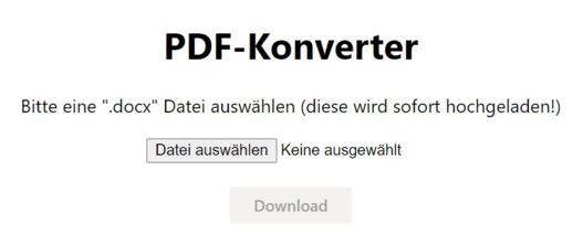 Screenshot App-Oberfläche PDF-Konverter in Power Automate  