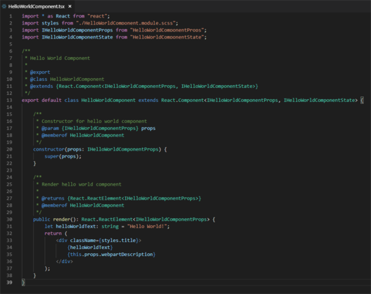 Screenshot Code React Komponente 
