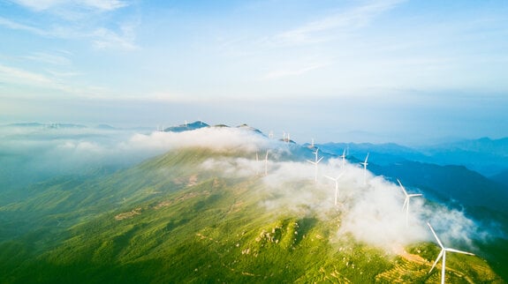 Wind power generation on the mountain