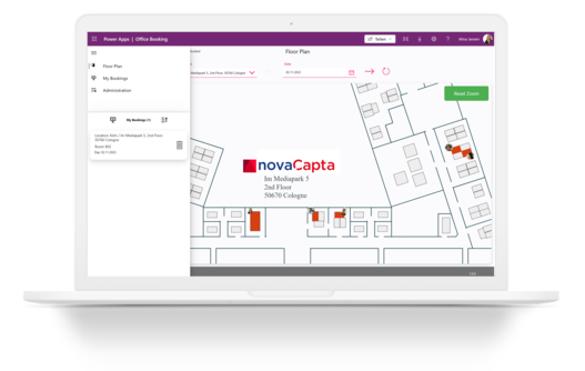 novaCapta Office Booking App: Screenshot