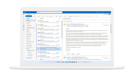 GIF mit der Funktionsweise von Microsoft Copilot in Outlook