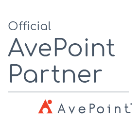 Logo zur Auszeichnung als Official Avepoint Partner und dem AvePoint Logo mit Signet und Schriftzug darunter