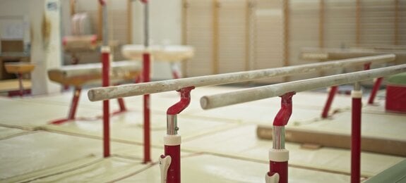 Gymnastics Hall. Gymnastic equipment. Parallel bars