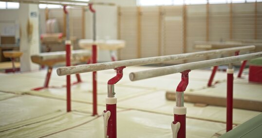 Gymnastics Hall. Gymnastic equipment. Parallel bars