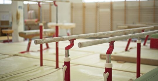 Gymnastics Hall. Gymnastic equipment. Parallel bars