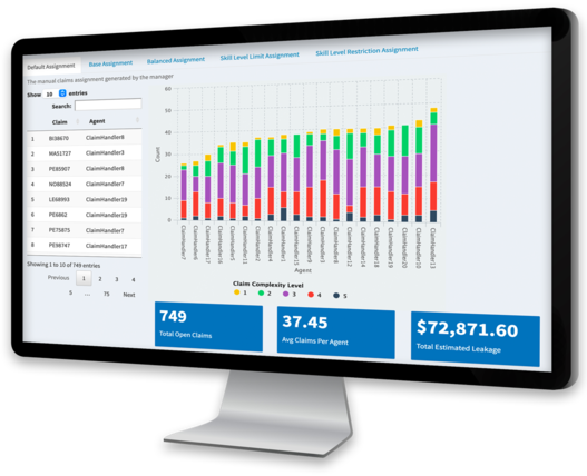 Bildschirm-Screen der Claims Leakage